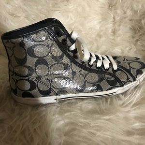 Coach Kandice Black/White Sequin Ankle Shoes